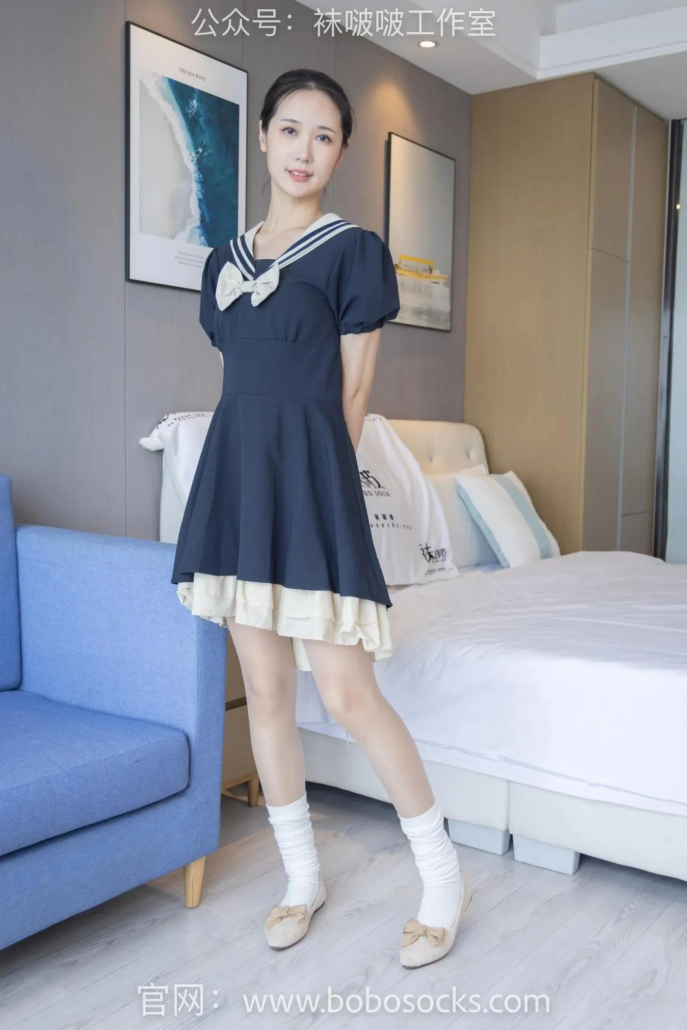 [BoBoSocks袜啵啵]NO.107 小安-平底鞋、白棉袜、肉丝 [140P]插图1